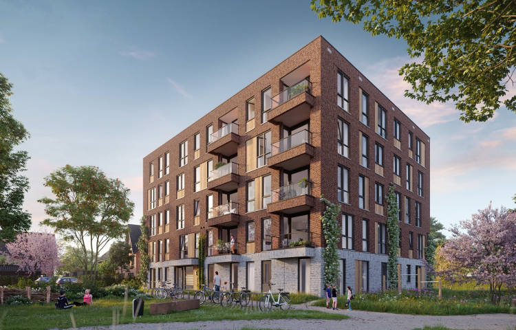 Artist impression van 28 sociale huurwoningen in Kiem in Pijnacker